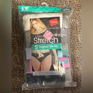 5 Pack JMS Hanes Sz 13/5x Tagless Cotton Bikini Panties Underwear Women New(oct)